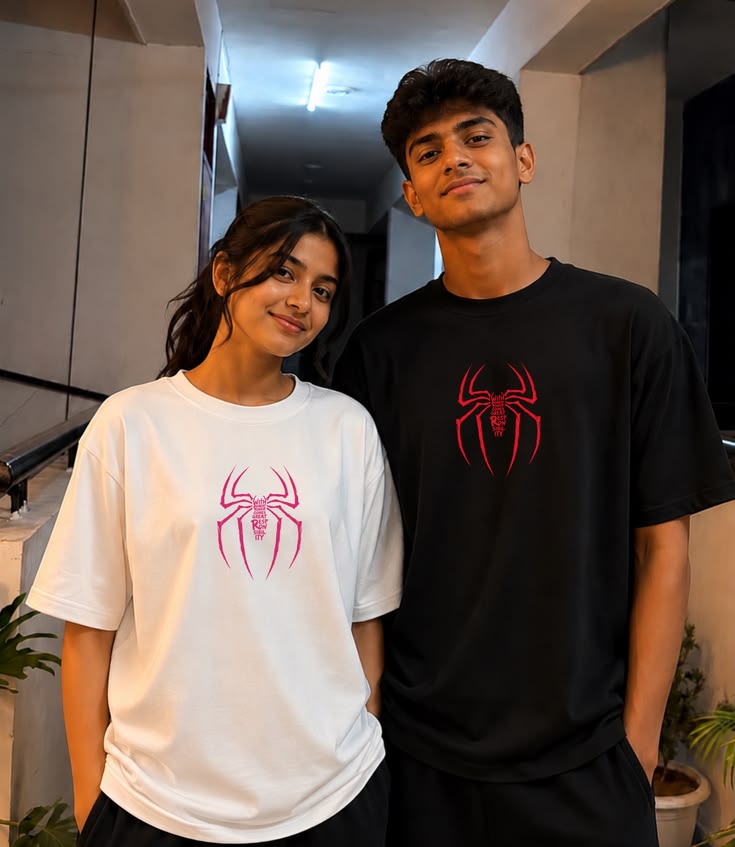 Spider-Man × Spider-Gwen Couple Oversized T-Shirts