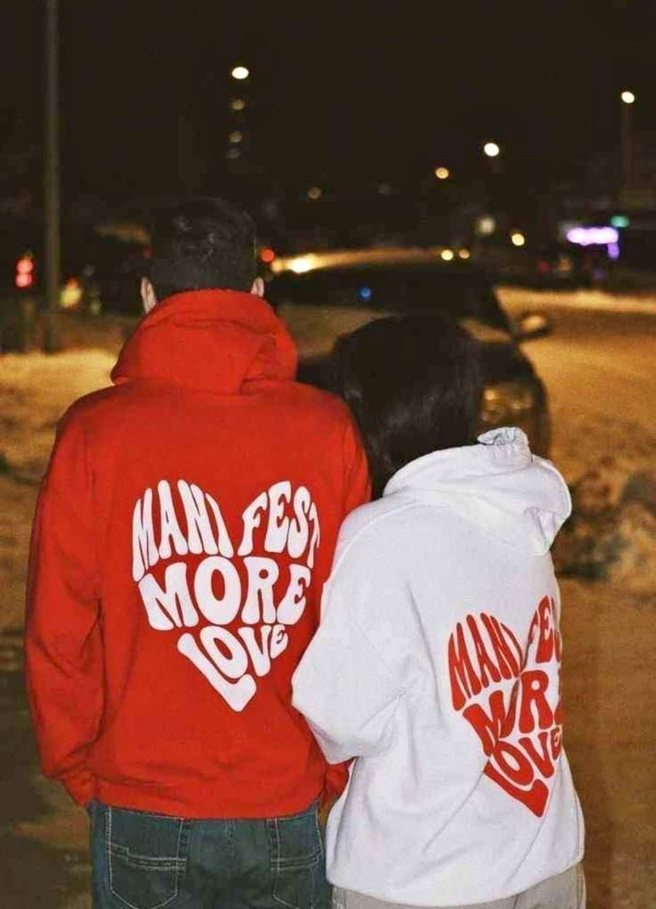 Manifest More Love Couple Oversized Hoodies