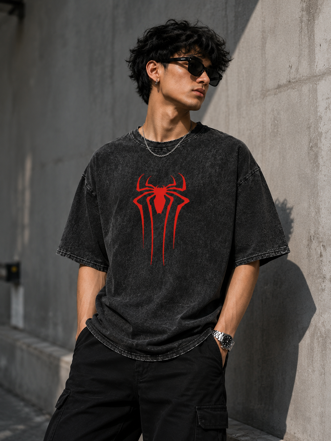 Spider-Man Acid Wash Oversized T-Shirt
