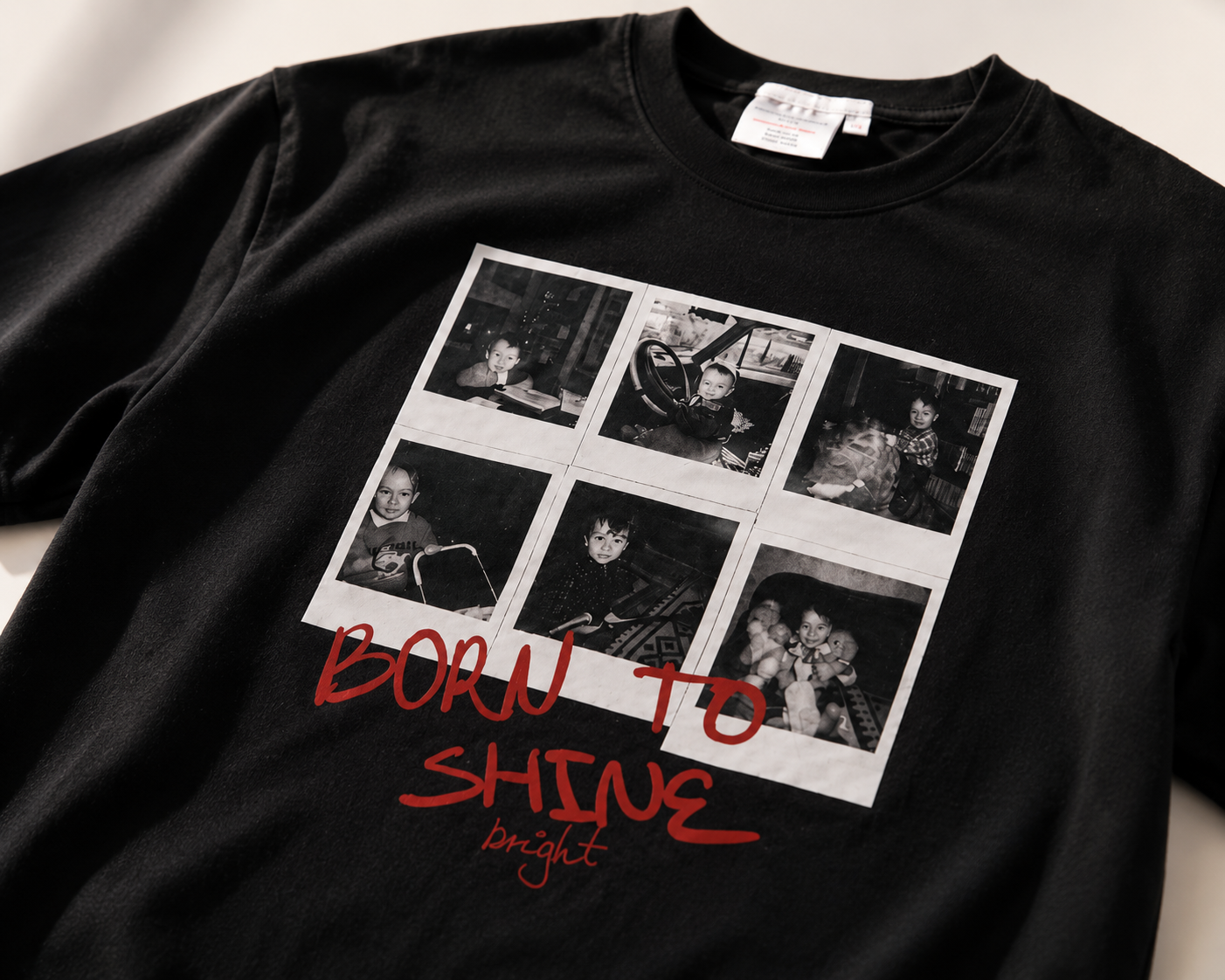 Born To Shine Vintage Photo Grid Oversized T-Shirt