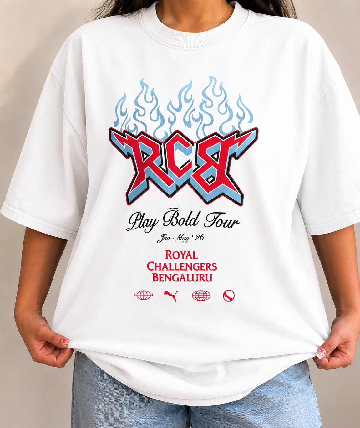 RCB Play Bold Tour Oversized T-Shirt