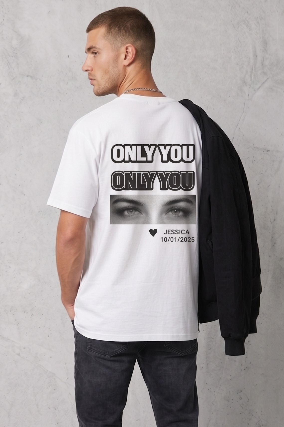 Custom Eyes Photo Graphic Oversized Tee