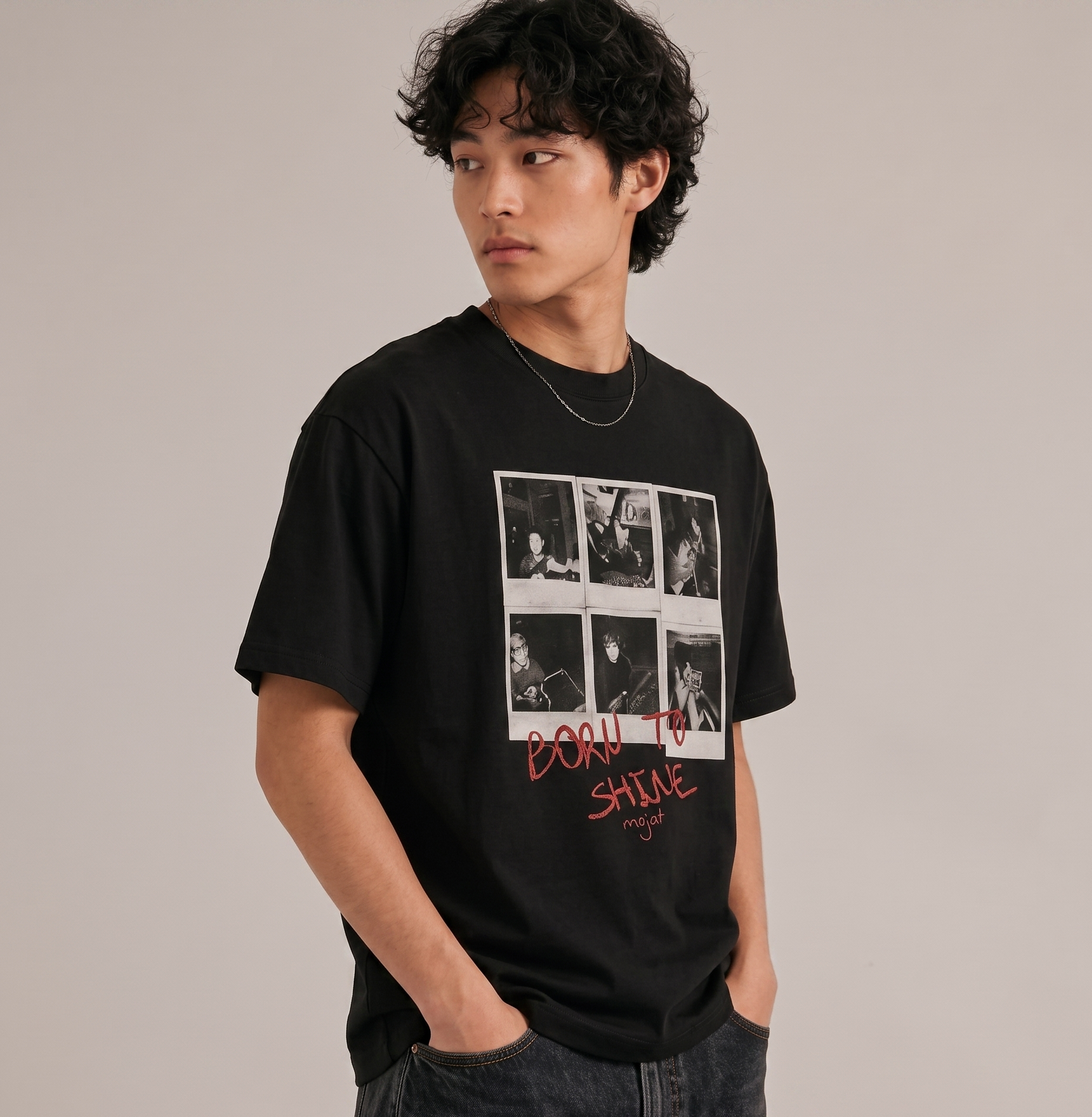 Born To Shine Vintage Photo Grid Oversized T-Shirt