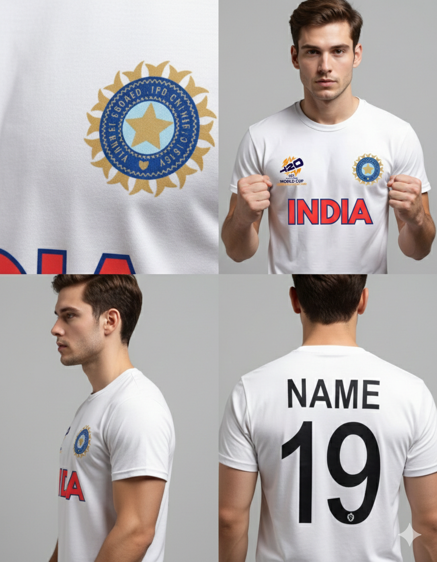 Custom India T20 Fan Tshirt in black color.