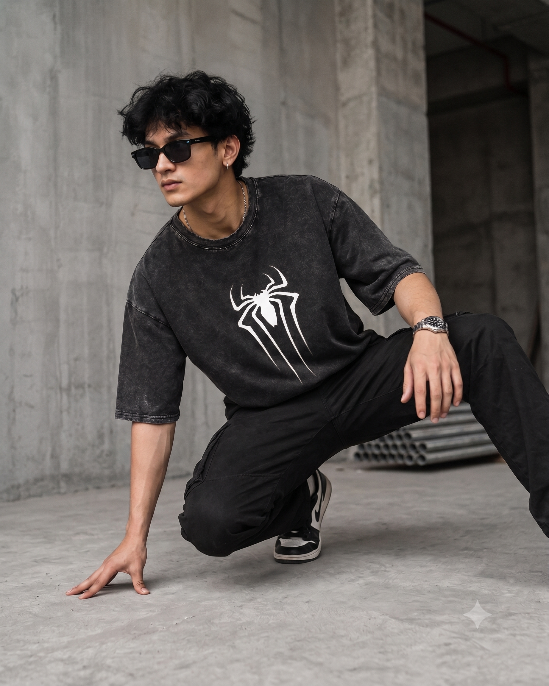 Spider-Man Acid Wash Oversized T-Shirt