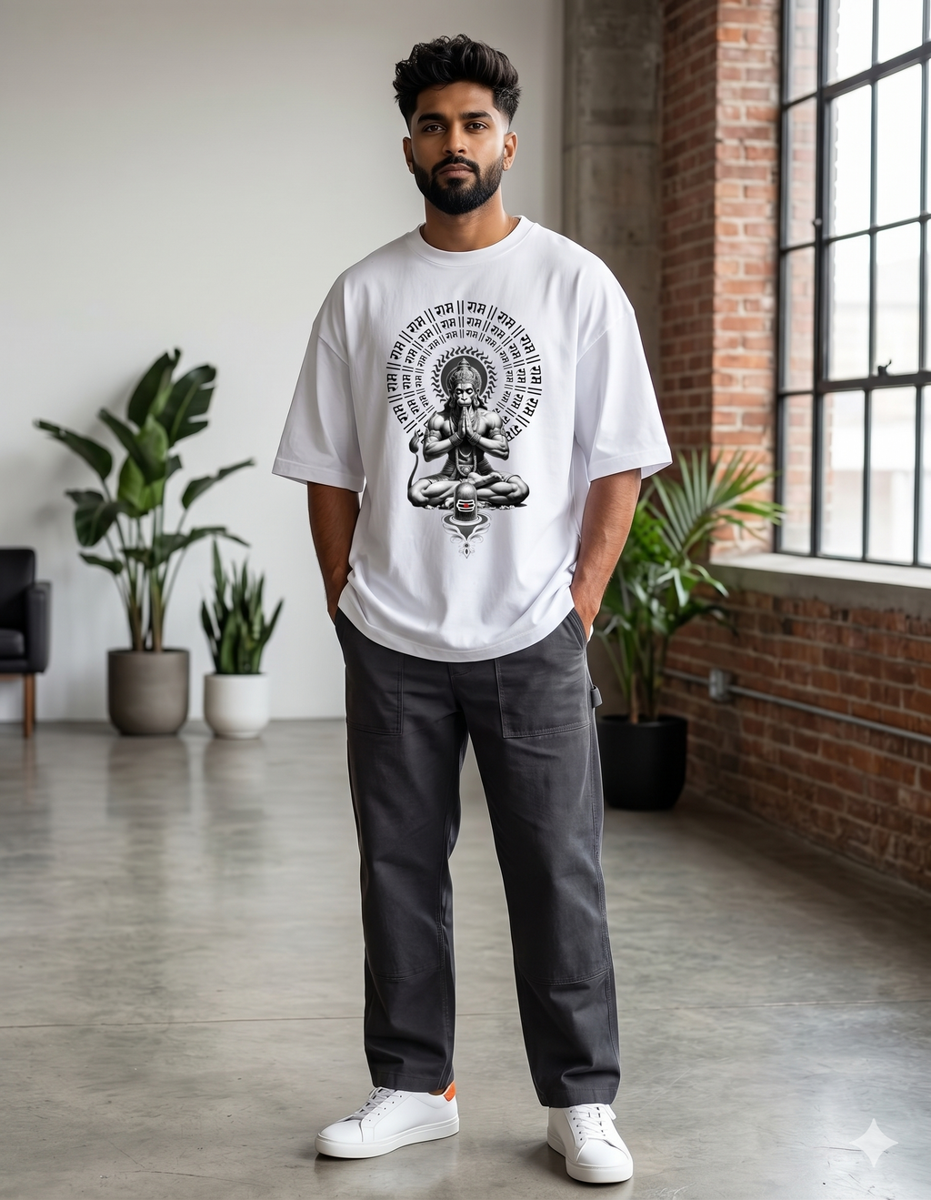 Hanuman Devotional Oversized T-Shirt