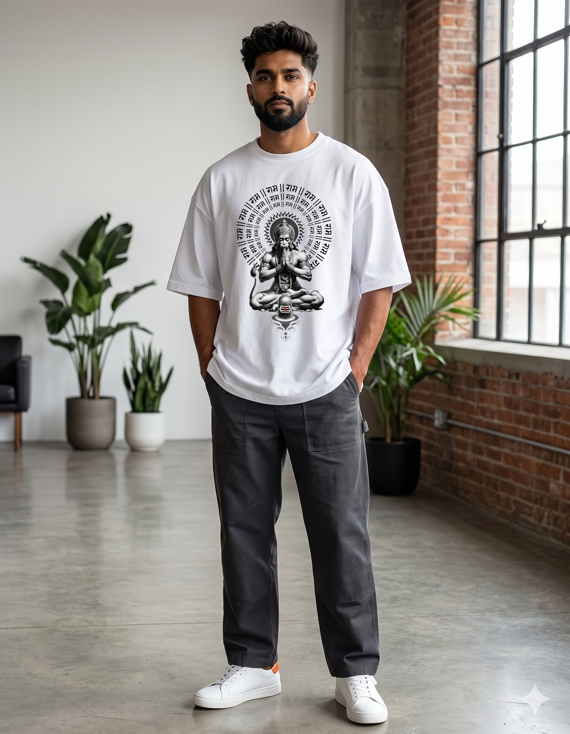 Hanuman Devotional Oversized T-Shirt