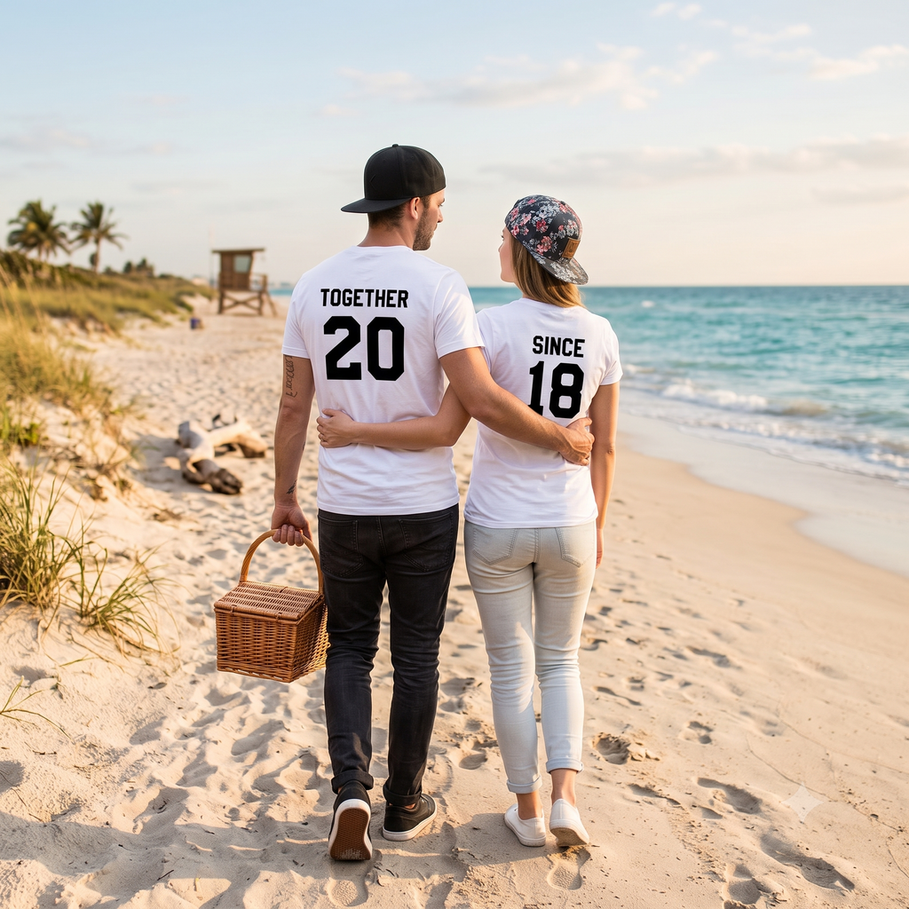 Together Since – Custom Year Matching Couple Oversized T-Shirts