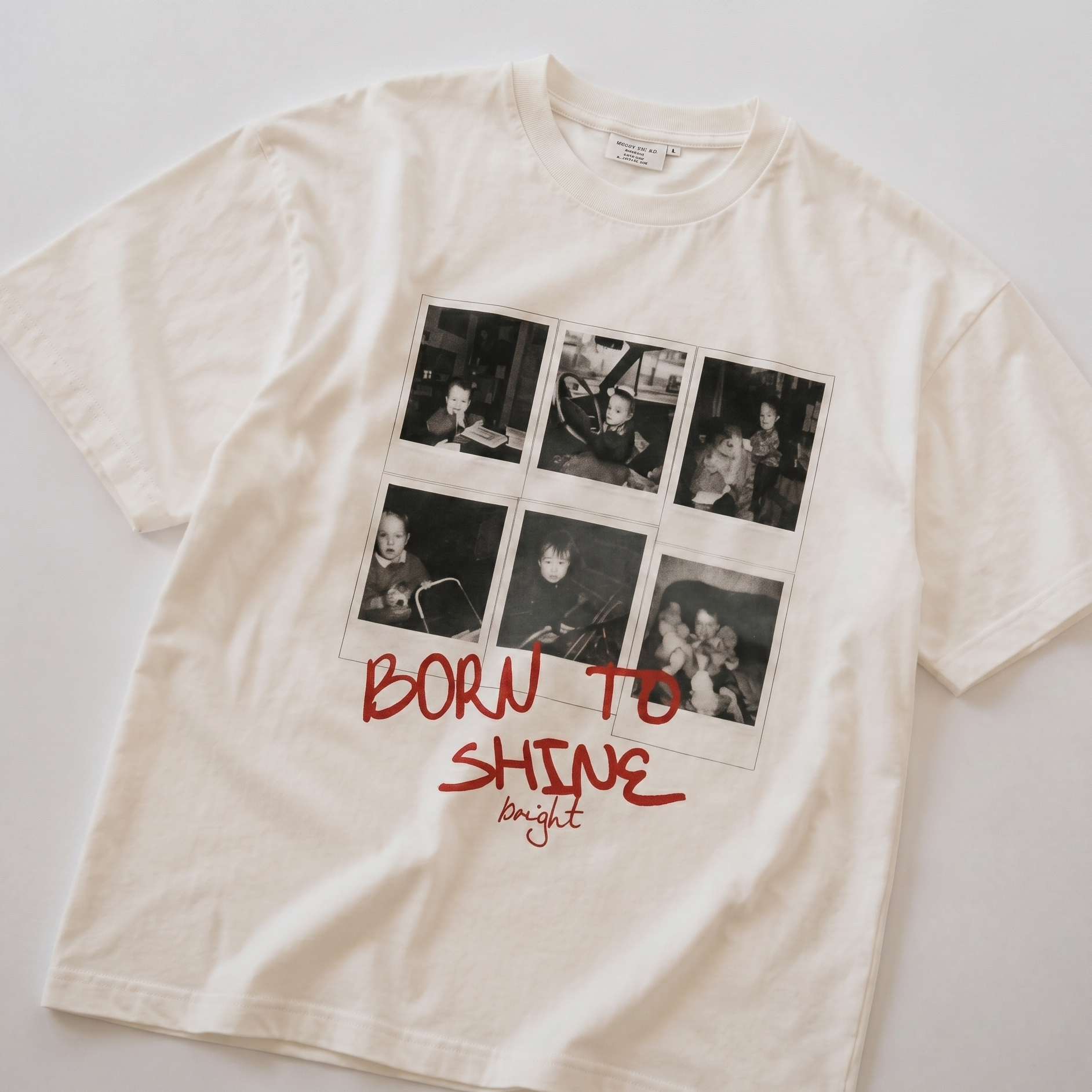 Born To Shine Vintage Photo Grid Oversized T-Shirt