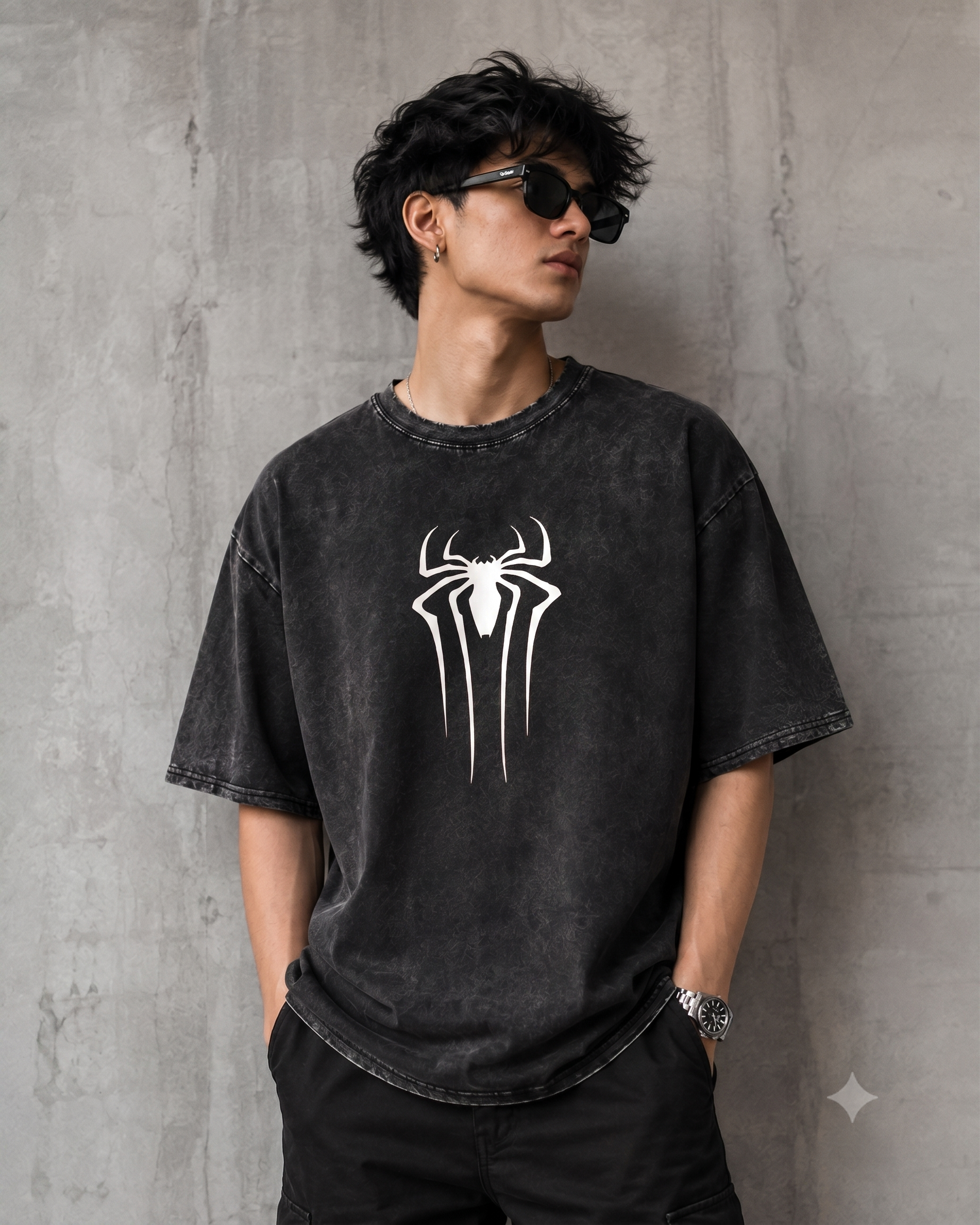 Spider-Man Acid Wash Oversized T-Shirt