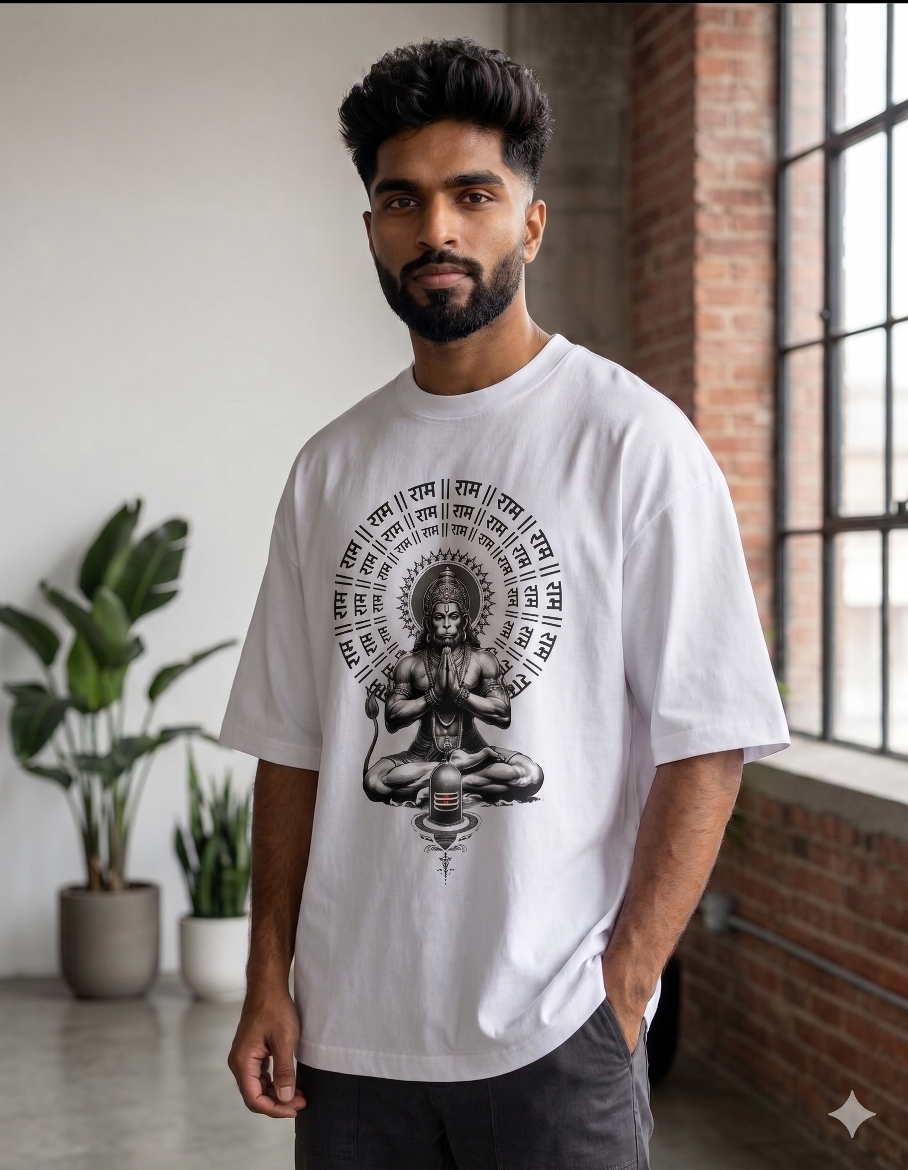 Hanuman Devotional Oversized T-Shirt