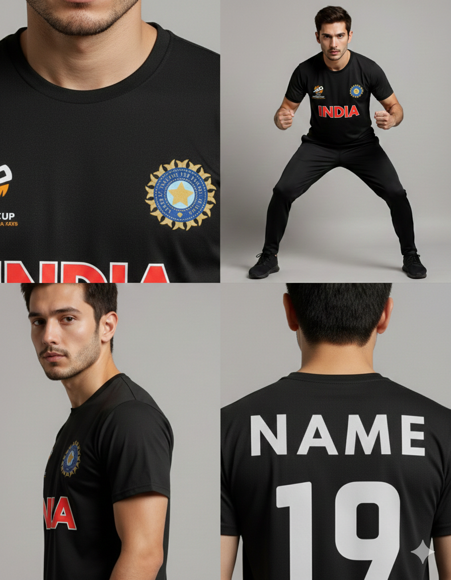Custom India T20 Fan Tshirt in blue color.
