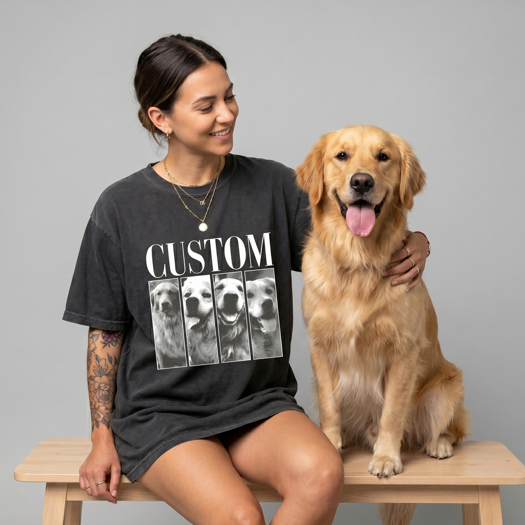 Custom Pet Collage Oversized T-Shirt
