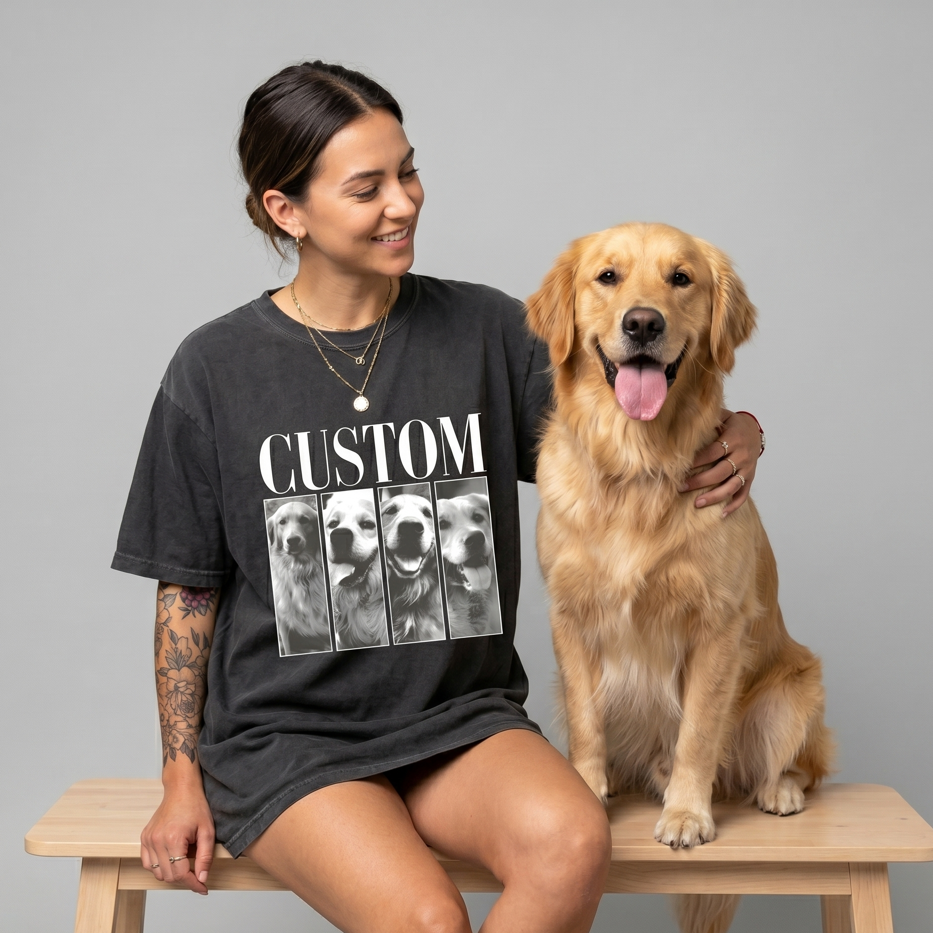 Custom Pet Collage Oversized T-Shirt