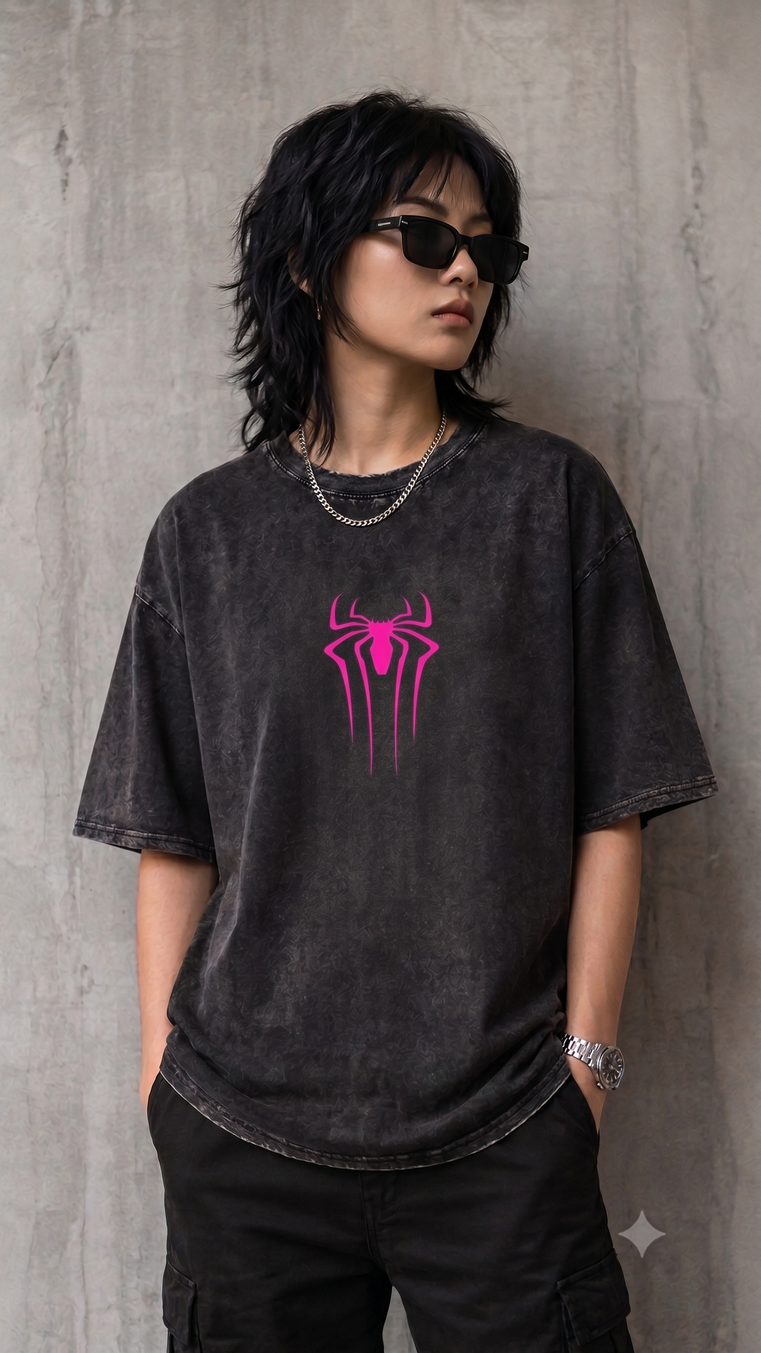 Spider-Man Acid Wash Oversized T-Shirt
