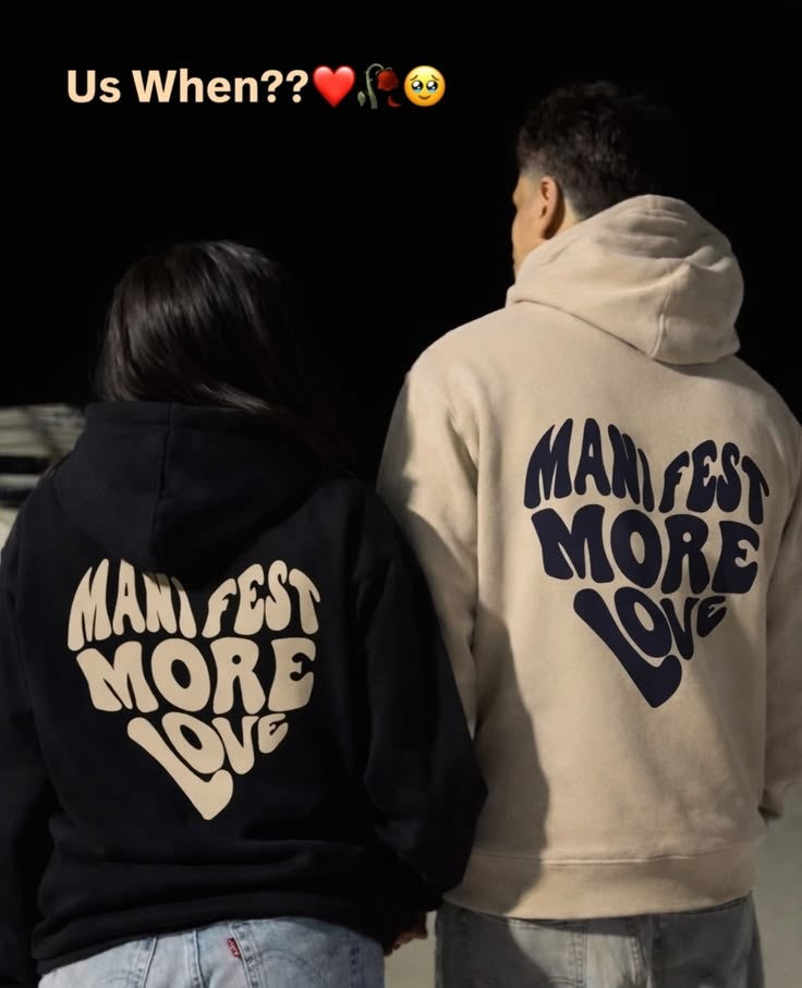 Manifest More Love Couple Oversized Hoodies