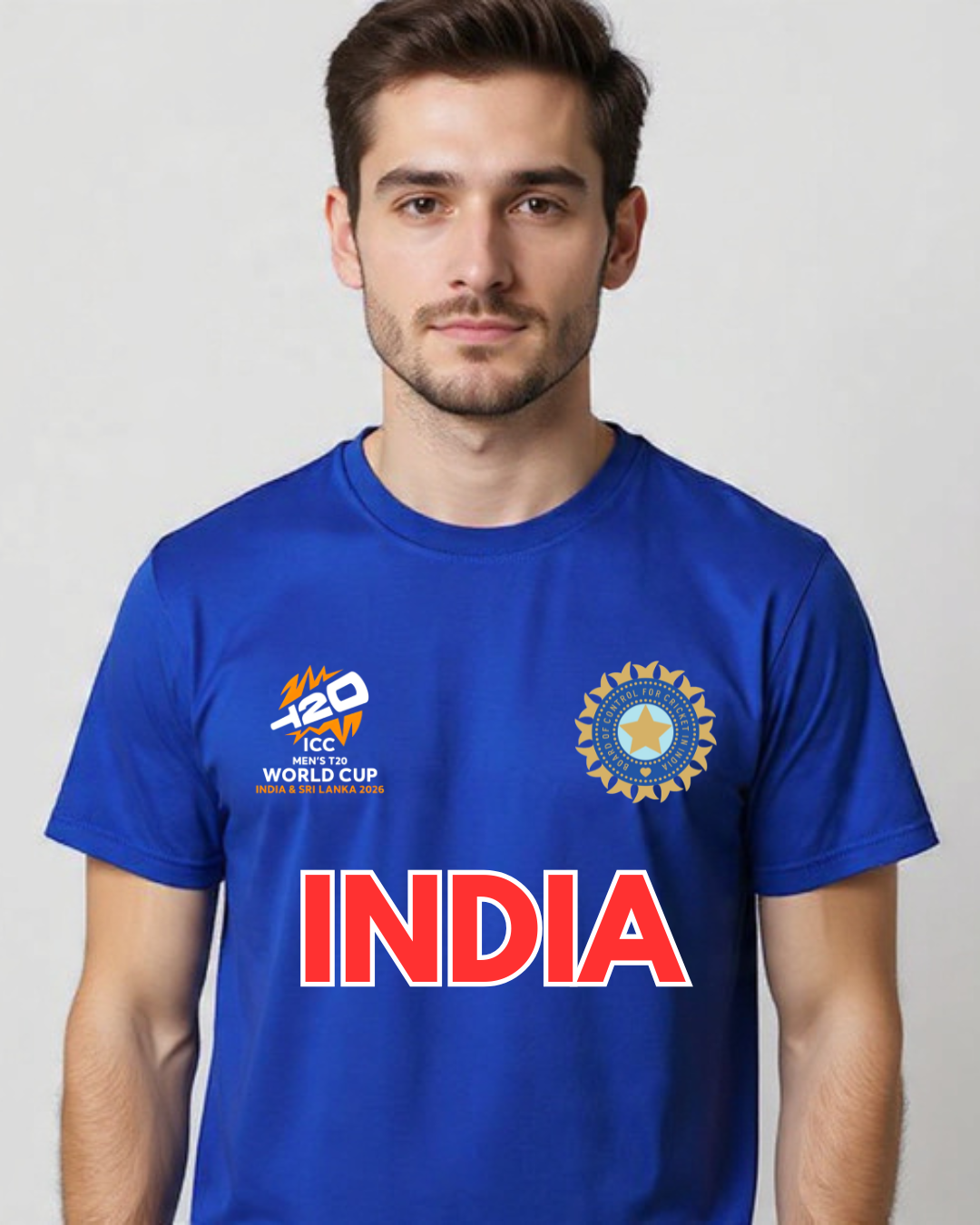 Custom India T20 Fan Tshirt in white color.