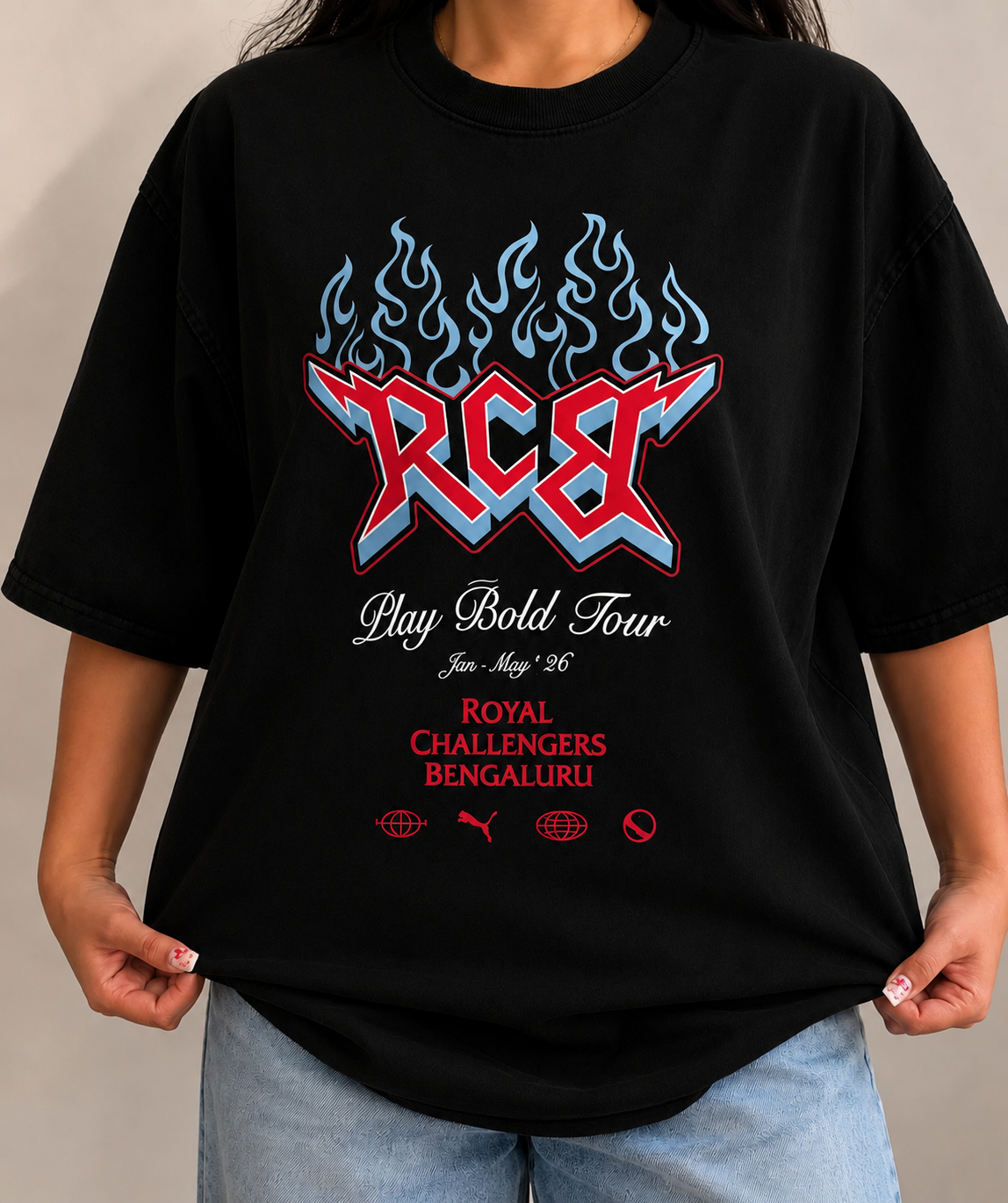 RCB Play Bold Tour Oversized T-Shirt